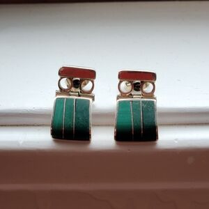 Silver & Green Earrings